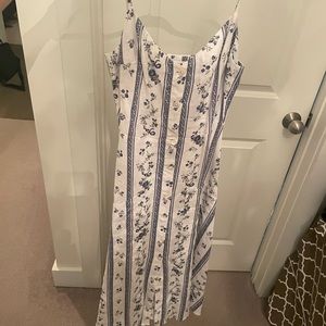 Reformation blue and white linen floral dress